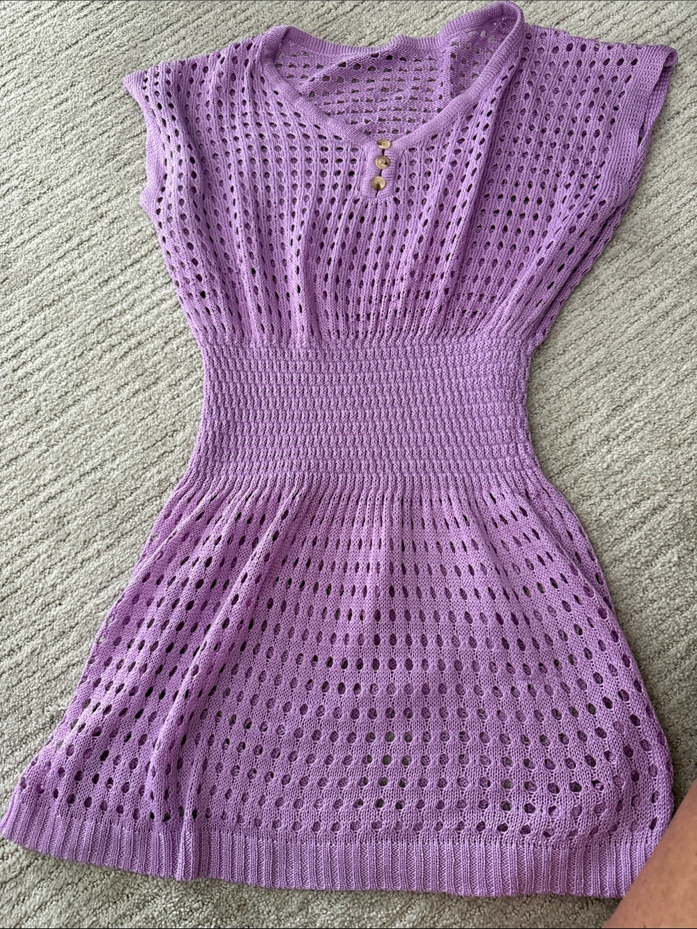 Lavender Knit Eyelet Swim Cover Uo Dress with Button Detail